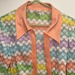 Colorful Sheer Blouse with Collar 🌈